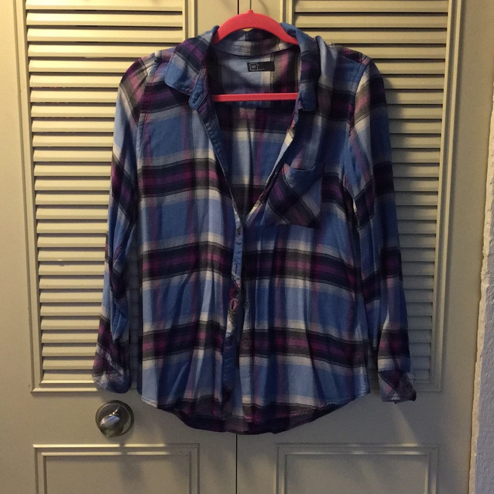 Gap Blue and Purple Flannel